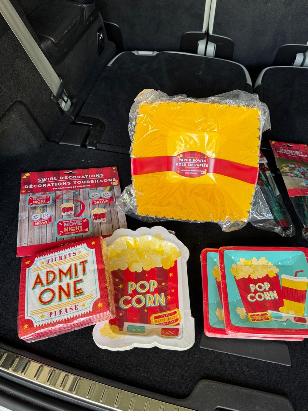 Movie Night Popcorn Party Plates and Napkins - Yellow Red Theme